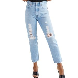 Levi’s 501 Crop Ojai Iconic Straight fit Distressed Jeans